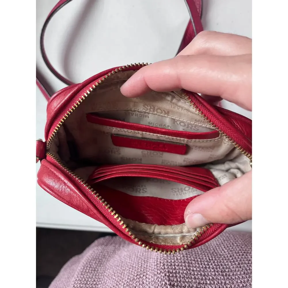 Michael Kors Small Crossbody Bag Pink Pebbled Leather Chain Strap